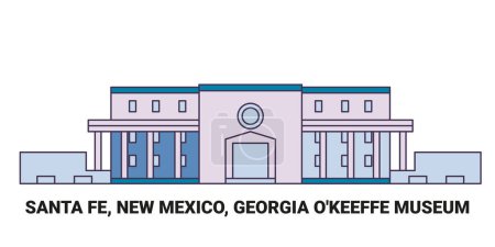 Illustration for United States, Santa Fe, New Mexico, Georgia Okeeffe Museum, travel landmark line vector illustration - Royalty Free Image