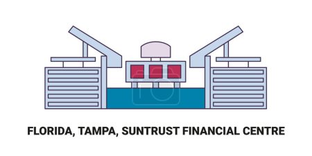 Illustration for United States, Florida, Tampa, Suntrust Financial Centre, travel landmark line vector illustration - Royalty Free Image