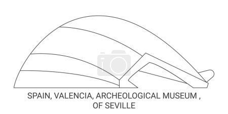 Téléchargez les illustrations : Espagne, Valence, Musée archéologique, De Séville Voyage illustration vectorielle ligne historique - en licence libre de droit