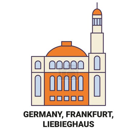 Téléchargez les illustrations : Allemagne, Francfort, Liebieghaus voyages illustration vectorielle de ligne historique - en licence libre de droit