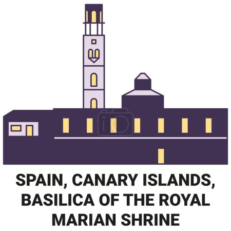 Illustration for Spain, Canary Islands, Basilica Of The Royal Marian Shrine travel landmark line vector illustration - Royalty Free Image