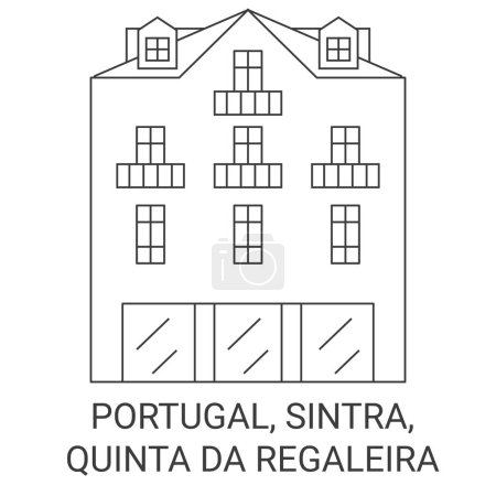 Ilustración de Portugal, Sintra, Quinta Da Regaleira recorrido hito línea vector ilustración - Imagen libre de derechos