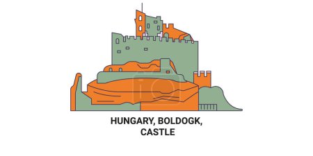 Ilustración de Hungría, Boldogk, Castillo de viaje hito línea vector ilustración - Imagen libre de derechos