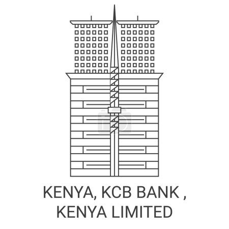 Illustration for Kenya, Kcb Bank , Kenya Limited travel landmark line vector illustration - Royalty Free Image