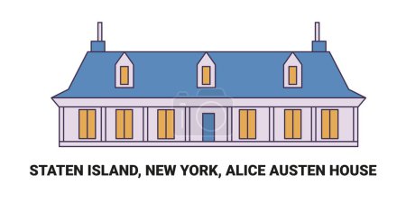 Illustration for United States, Staten Island, New York, Alice Austen House, travel landmark line vector illustration - Royalty Free Image