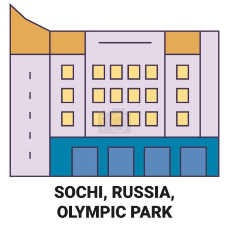 Ilustración de Rusia, Sochi, Olympic Park recorrido hito línea vector ilustración - Imagen libre de derechos