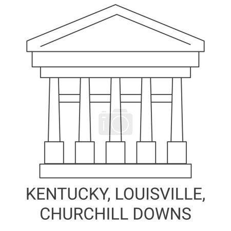 Illustration for United States, Kentucky, Louisville, Churchill Downs travel landmark line vector illustration - Royalty Free Image