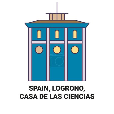 Illustration for Spain, Logrono, Casa De Las Ciencias travel landmark line vector illustration - Royalty Free Image