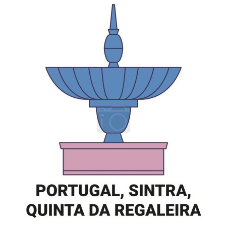 Illustration for Portugal, Sintra, Quinta Da Regaleira travel landmark line vector illustration - Royalty Free Image