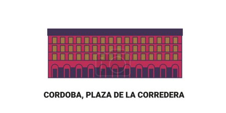 Ilustración de Argentina, Córdoba, Plaza De La Corredera, ilustración de vector de línea de referencia de viaje - Imagen libre de derechos