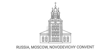 Illustration for Russia, Moscow, Novodevichy Convent travel landmark line vector illustration - Royalty Free Image