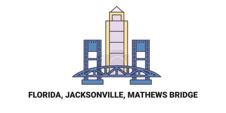 Ilustración de Estados Unidos, Florida, Jacksonville, Mathews Bridge, línea de referencia de viaje vector ilustración - Imagen libre de derechos