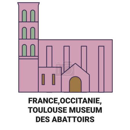 Ilustración de Francia, Occitanie, Toulouse Muse Des Abattoirs viaje hito línea vector ilustración - Imagen libre de derechos