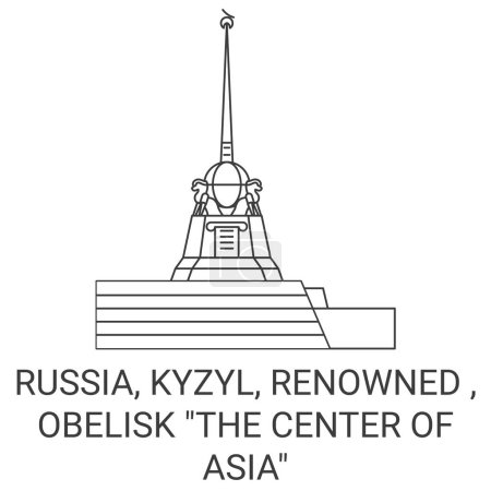 Ilustración de Rusia, Kyzyl, renombrado, Obelisco El centro de Asia viaje hito línea vector ilustración - Imagen libre de derechos