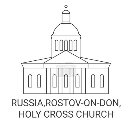 Ilustración de Rusia, Rostovondon, Santa Cruz Iglesia viaje hito línea vector ilustración - Imagen libre de derechos