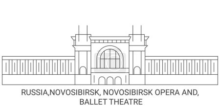 Illustration for Russia,Novosibirsk, Novosibirsk Opera And, Ballet Theatre travel landmark line vector illustration - Royalty Free Image