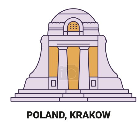 Illustration for Poland, Krakow, travel landmark line vector illustration - Royalty Free Image