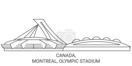 Téléchargez les illustrations : Illustration vectorielle de ligne de voyage du Canada, Montréal, stade olympique - en licence libre de droit