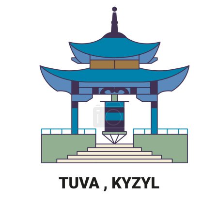 illustration vectorielle de ligne de voyage de Russie, Tuva, Kyzyl