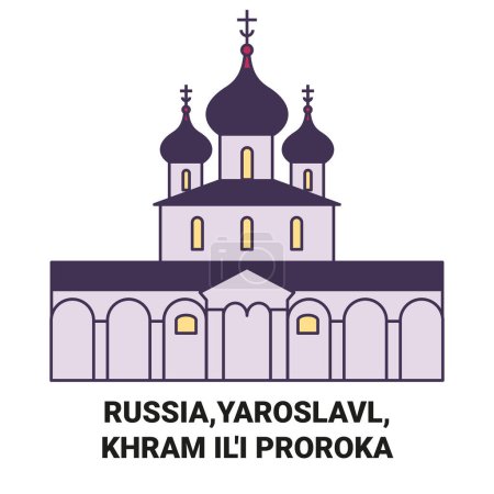 Ilustración de Rusia, Yaroslavl, Khram Ili Proroka recorrido hito línea vector ilustración - Imagen libre de derechos