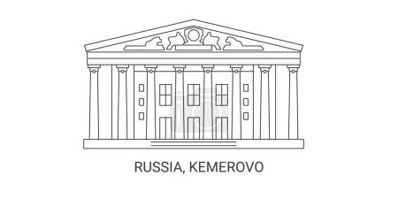 Illustration for Russia, Kemerovo, travel landmark line vector illustration - Royalty Free Image