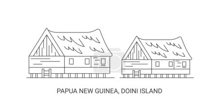 Illustration for Papua New Guinea, Doini Island, travel landmark line vector illustration - Royalty Free Image
