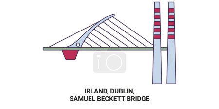Illustration for Irland, Dublin, Samuel Beckett Bridge travel landmark line vector illustration - Royalty Free Image