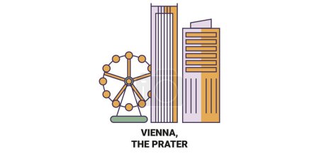 Austria, Vienna, The Prater travel landmark line vector illustration
