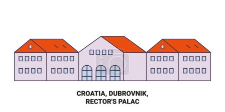 Ilustración de Croacia, Dubrovnik, Rectores Palac recorrido hito línea vector ilustración - Imagen libre de derechos