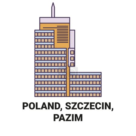Ilustración de Polonia, Szczecin, Pazim viaje hito línea vector ilustración - Imagen libre de derechos