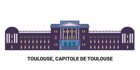 Téléchargez les illustrations : France, Toulouse, Capitole De Toulouse, illustration vectorielle de ligne historique de voyage - en licence libre de droit