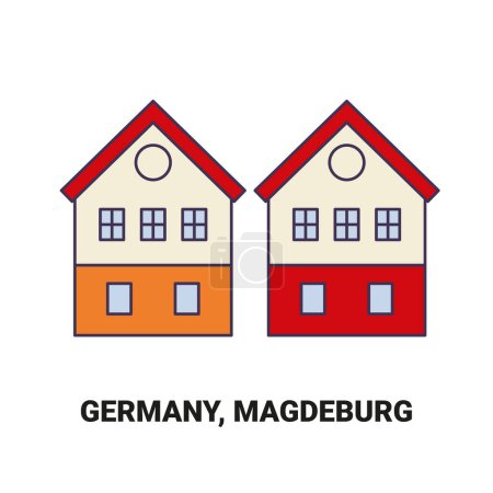 Ilustración de Alemania, Magdeburgo viaje hito línea vector ilustración - Imagen libre de derechos