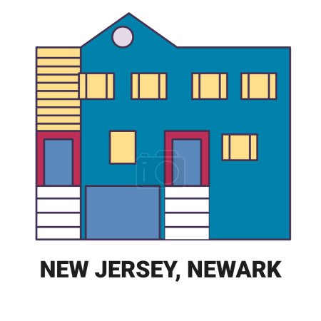 Ilustración de Estados Unidos, Nueva Jersey, Newark viaje hito línea vector ilustración - Imagen libre de derechos