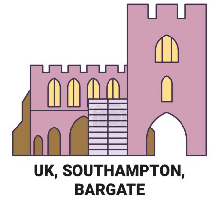 Illustration for England, Southampton, Bargate travel landmark line vector illustration - Royalty Free Image