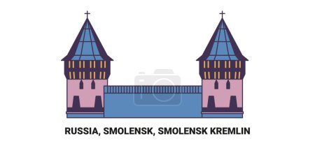 Illustration for Russia, Smolensk, Smolensk Kremlin, travel landmark line vector illustration - Royalty Free Image