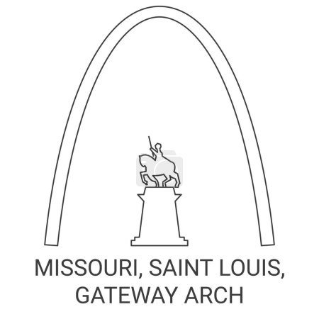 Téléchargez les illustrations : États-Unis, Missouri, Saint Louis, Gateway Arch Travel illustration vectorielle de ligne de repère - en licence libre de droit