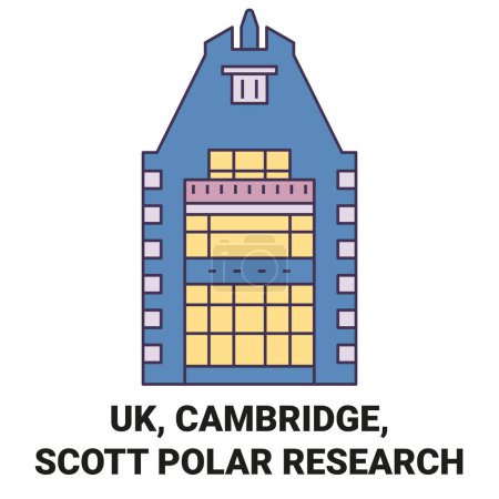 Ilustración de Inglaterra, Cambridge, Scott Polar Research viaje hito línea vector ilustración - Imagen libre de derechos