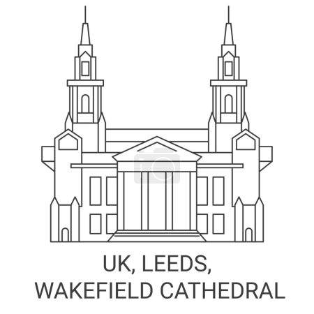 Illustration for England, Leeds, Wakefield Cathedral travel landmark line vector illustration - Royalty Free Image