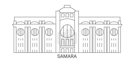 Ilustración de Rusia, Samara viaje hito línea vector ilustración - Imagen libre de derechos