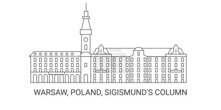 Illustration for Poland, Warsaw, Sigismunds Column, travel landmark line vector illustration - Royalty Free Image