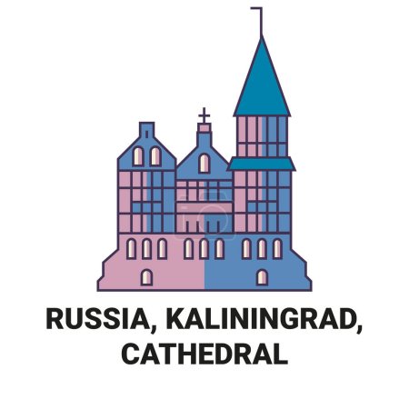 Téléchargez les illustrations : Russie, Kaliningrad, Cathédrale Voyage ligne vectorielle illustration - en licence libre de droit