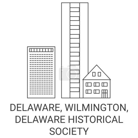 Illustration for United States, Delaware, Wilmington, Delaware Historical Society travel landmark line vector illustration - Royalty Free Image