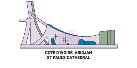 Ilustración de Cote Divoire, Abidjanst Pauls Catedral de viaje hito línea vector ilustración - Imagen libre de derechos