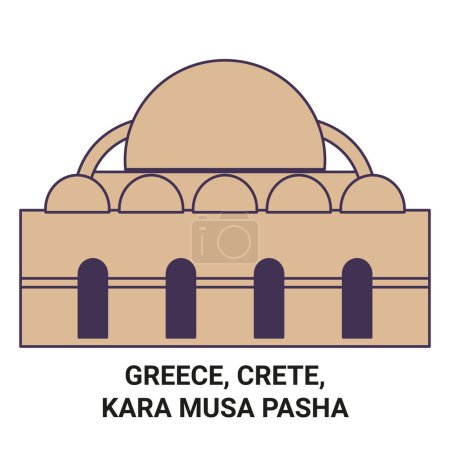 Illustration for Greece, Crete, Kara Musa Pasha travel landmark line vector illustration - Royalty Free Image