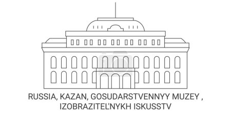 Illustration for Russia, Kazan, Gosudarstvennyy Muzey , Izobrazitelnykh Iskusstv travel landmark line vector illustration - Royalty Free Image