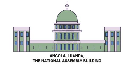Illustration for Angola, Luanda, The National Assembly Building travel landmark line vector illustration - Royalty Free Image
