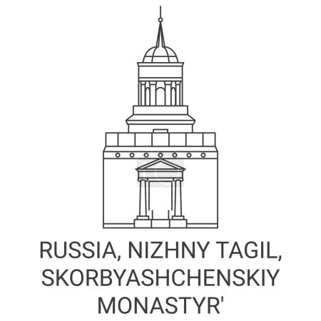 Téléchargez les illustrations : Russie, Nijni Tagil, Skorbyashchenskiy Monastyr Voyage illustration vectorielle ligne historique - en licence libre de droit