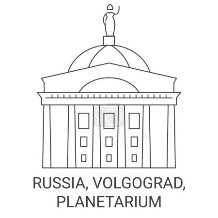 Ilustración de Rusia, Volgogrado, Planetario viaje hito línea vector ilustración - Imagen libre de derechos