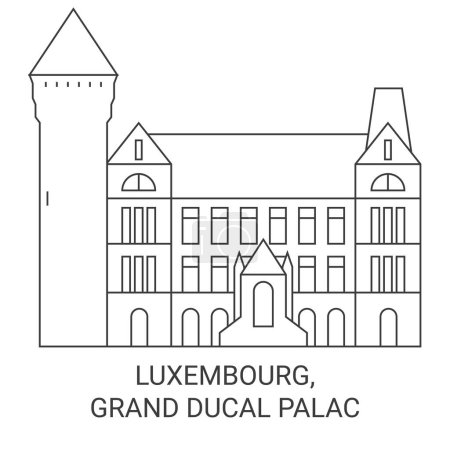 Illustration for Luxembourg, Grand Ducal Palac travel landmark line vector illustration - Royalty Free Image