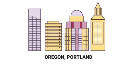 Ilustración de Estados Unidos, Oregón, Portland viaje hito línea vector ilustración - Imagen libre de derechos